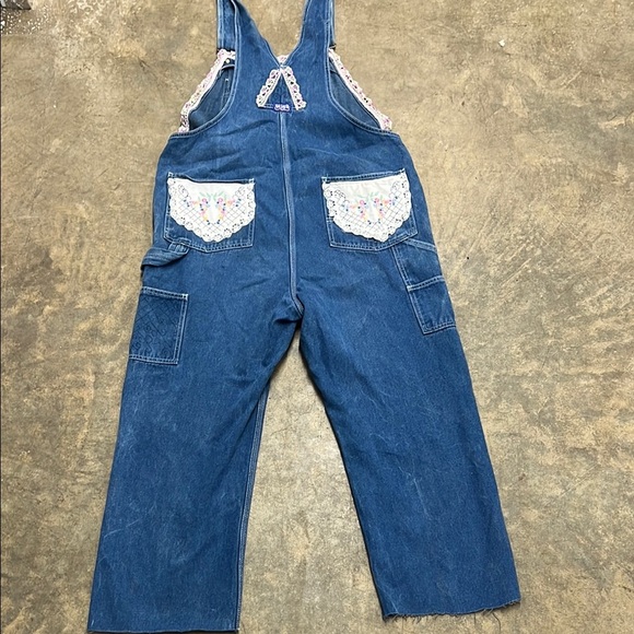 Big Smith Denim - Big Smith hand painted lace trim Denim Overalls size L